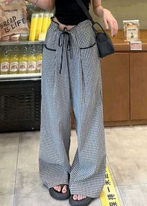 ᝰ.ᐟGingham drawstring Wide-Leg Pants 🥢