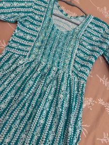 Chic Teal Ethnic Print Maxi Dress