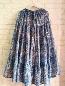 Bohemian Blue Print Tiered Skirt