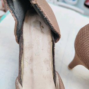 Stylish Brown Knit Slingback Heels