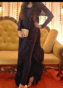 Elegant Navy Blue Sequined Kurta Set