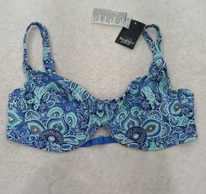 Blue Paisley Print Bikini Top