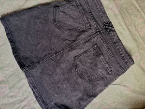 Grey Denim Mini Skirt