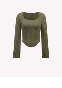 Chic Ribbed Bell Sleeve Crop Top and embroidery