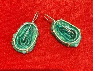Real Natural Green Agate Slice Earrings