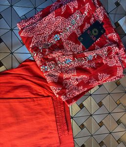 Free delivery Red Bandhani Print Kurta Set