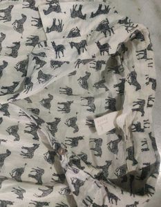 H&amp;M WHITE HORSE PRINT BUTTON-UP SHIRT
