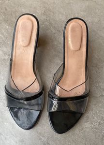 Transparent Strap Block Heels