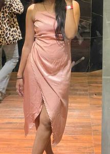 Satin Wrap Dress - Peach