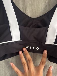 Black Sports Bra with White Trim