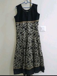 Elegant Black &amp; White Embroidered Dress