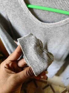 Grey Waffle Knit Long Sleeve Top
