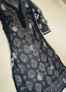 Elegant Navy Blue Chikankari Kurta Set