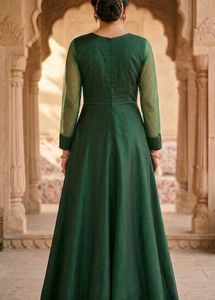 Elegant Green Embroidered Ethnic Gown