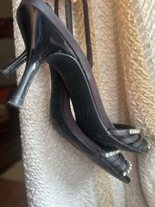 Zara Black Jeweled Heels - Size 37