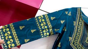 Teal Embroidered Ethnic Kurta