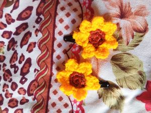 Crocheted Sunflower Hair Clip ( 2 pc )