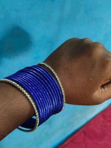 Blue Bangles with Crystal Embellishments