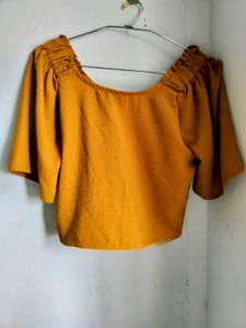 Chic Mustard Yellow Square Neck Top