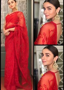 Stunning Red Lace Saree 😍