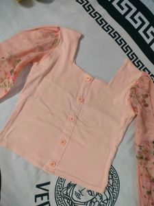 Peach Floral Sleeve Top