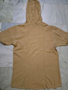 Men's Brown Short Sleeve Hoodie T-Shirt