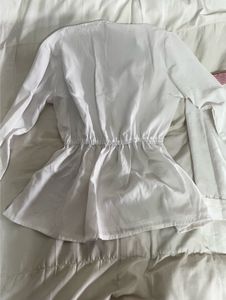 Stylish White Button-Up Peplum Top