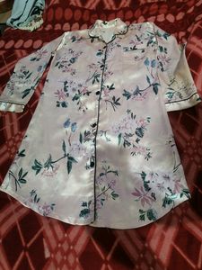 Cream Colour Night Suit Long Shirt