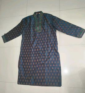 Men's Teal Jacquard 'Kurta' &amp; 'lehanga'