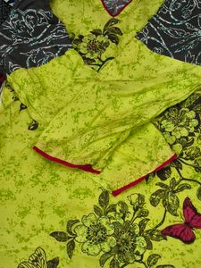 Vibrant Green Floral Print Kurta