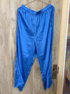 Blue Satin Lace Pajama Set