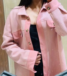 Women SHEIN Pink Overcoat
