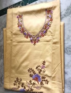 unstitched kashmiri embroidery full suit piece