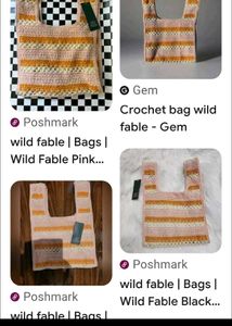 wild fable Striped Crochet Tote Handbag