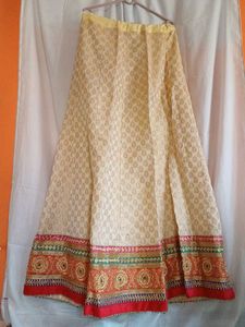 Elegant Cream Brocade Skirt