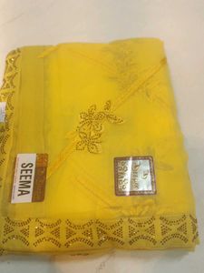 Yellow Embroidered Georgette Saree