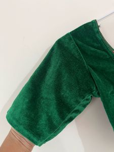 Emerald Green Velvet Blouse