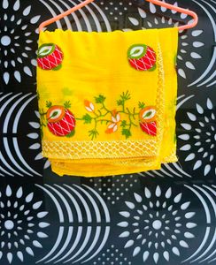 Vibrant Yellow Embroidered Saree