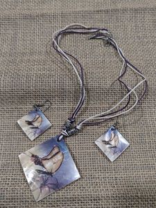 Butterfly Pendant Necklace & Earrings Set
