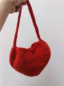 Red Heart Crochet Shoulder Bag