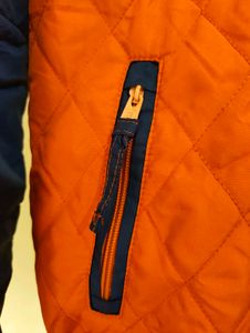 Orange &amp; Navy Quilted Bomber Jacket