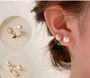 Elegant Pearl &amp; Tulip Earrings