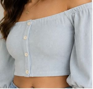 Cute Off-Shoulder Puff Sleeve Crop Top