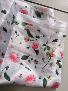 Beautiful Teal Saree with Floral Blouse (new)Piece