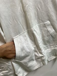 White Hoodie with Black Stripe Accent