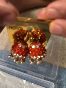 Sparkling orange yellow beads  Jhumka Earrings