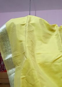 Lemon Yellow Mysore Silk Saree With Silver Jaree