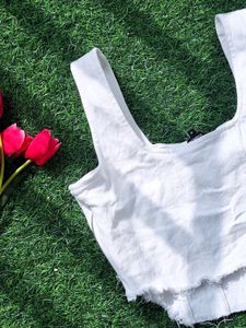 Denim white corset top