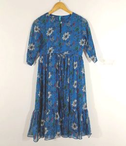 Boho Floral Print Tiered Midi Dress