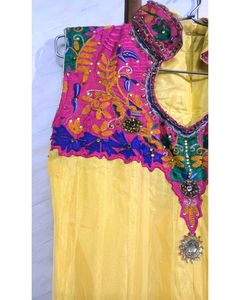 Patterned anarkali Yellow Dress 🟡